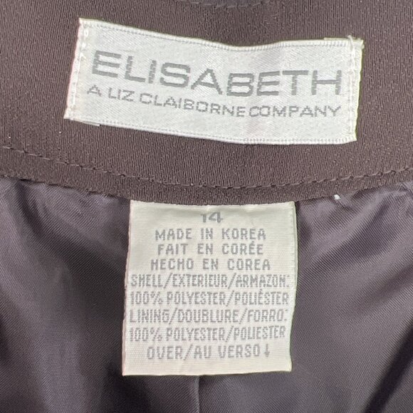Liz Claiborne Sz 14 Brown Polyester Lined Slacks Pleated Classic Solid - Picture 8 of 9